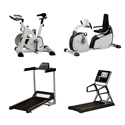 Fitness Equipment Including Stationary Bike Exercise Chair And Treadmills For Home Gym 3d model