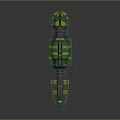 Green And Yellow Streamlined Mechanical Model With Modular Structure And Detailed Metallic Surface