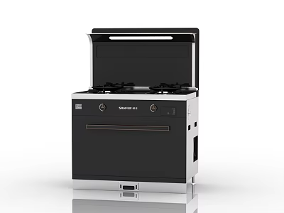 Modern Integrated Kitchen Appliance With Gas Stove Oven And Black Silver Finish 3d model