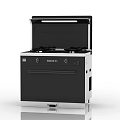 Modern Integrated Kitchen Appliance With Gas Stove Oven And Black Silver Finish