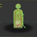 Vintage Red Gas Pump Model With Round Dial On Top And Side Label