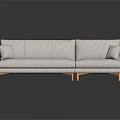 Light Gray Upholstered Sectional Sofa with Two Cushions Wooden Legs and Modern Design