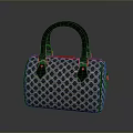 Classic Gray Handbag Featuring Black Handle Hexagonal Pattern And Metal Hardware Accents 3d model