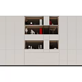 Modern Shoe Cabinet With Multiple Doors Open Shelves And Decorative Items For Minimalist Home Storage