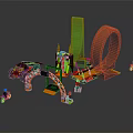 Toy Racing Track Equipment Set With Race Car Motorcycle Models Colorful Tracks And Small Figures