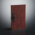 Modern Wooden Door With Electronic Keypad Lock And Black Handle