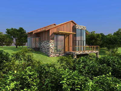Modern Wooden House 3d model
