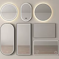 Modern Illuminated Mirrors In Round Oval And Rectangular Shapes For Home Decor 3d model