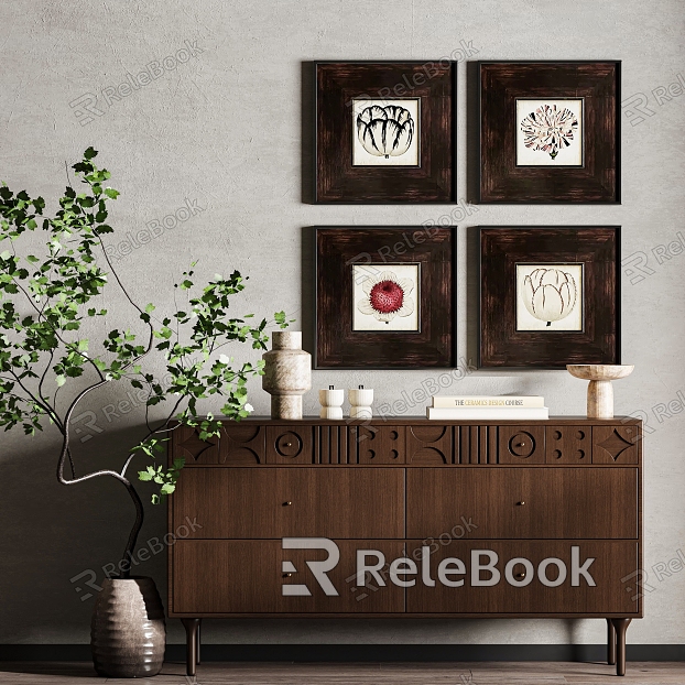 New Chinese Style Middle and Ancient Style Quiet Style Side Cabinet Decorative Painting Hanging Painting Furnishings French Style Ornaments model