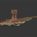 Ancient Historical Scene Component With Red Bricks Stone Steps And Weathered Platform