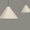 White Cone Pendant Lights With Striped Design Hanging On Gray Background 3d model