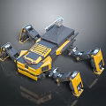 Yellow And Black Multi Legged Robotic Mechanical Creature With Complex Design 3d model