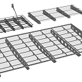 Metal Sunshade Frame Grid With Support Brackets And Installation Components 3d model