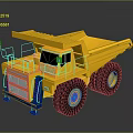 Yellow Heavy Duty Functional Dump Truck with Large Tires Blue Accents for Construction Engineering Tasks
