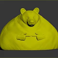 Plump Purple Bear Character With Yellow Hands And Pointing Fingers