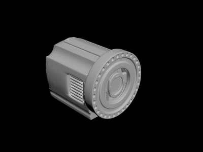 Gray Cylindrical Mechanical Component With Bolted End And Ventilation Slots 3d model