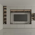 Modern TV Stand with LED Lighting Open Shelves Storage Cabinets and Decorative Items