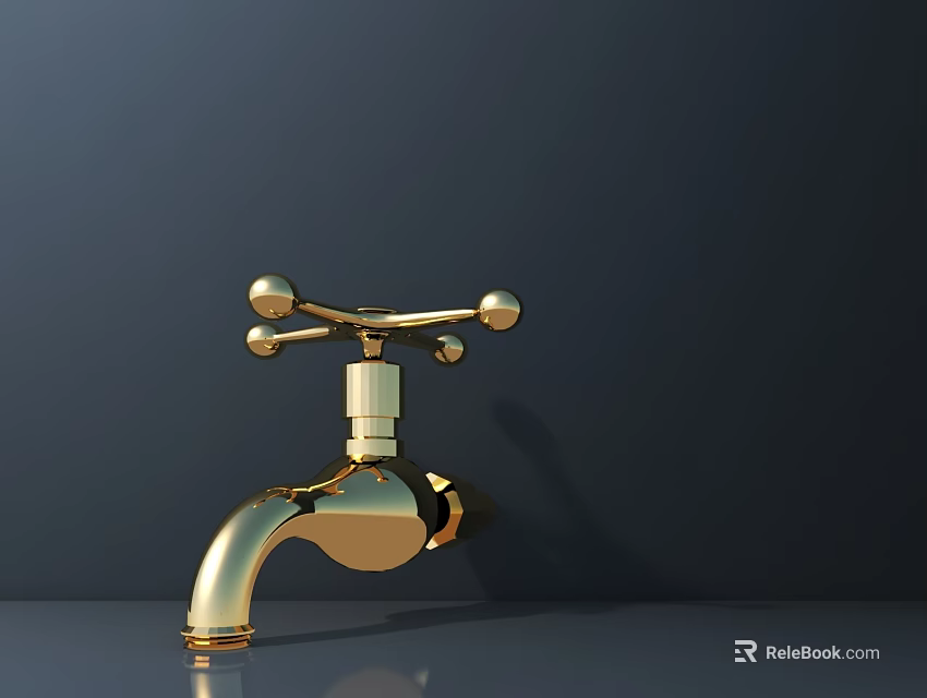 Classic Golden Faucet Featuring Decorative Spherical Knobs And Polished Surface 3d model 