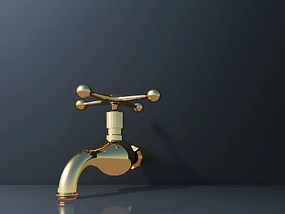 Classic Golden Faucet Featuring Decorative Spherical Knobs And Polished Surface 3d model