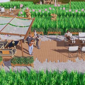 Modern Farm Paddy Field Landscape Leisure Corridor 3d model