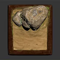 Natural Stone Pieces On Wooden Base Featuring Natural Texture For Decorative Tabletop