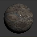 Wooden Stone Decorative Sphere With Textured Surface And Red Orange Glowing Cracks For Home Decor