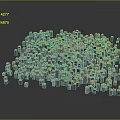 Colorful Cartoon City Scene With Miniature Buildings And Dense Urban Layout