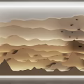 3D Layered Mountain Background Wall With LED Lighting And Flying Birds Decor