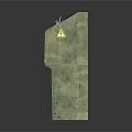 Green Textured Operation Pillar With Panel Buttons And Warning Signs