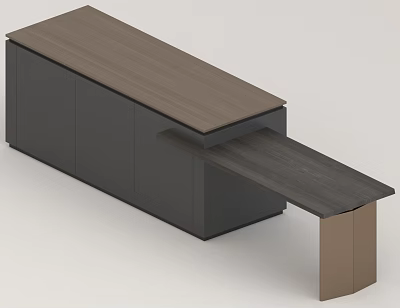 Modern Bar Counter Design With Dark Wood Top And Extended Tabletop 3d model
