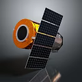 Advanced Satellite With Solar Panels And Golden Cylindrical Structure Design 3d model