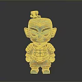 Ancient Style Warrior Sculpture With Turquoise Orange Color Detailed Armor And Headdress