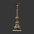 Ornate Intricate Carved Decorative Candlestick With Square Marble Base And Vintage Design