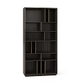Dark Wood Modern Shelving Unit With Multiple Open Compartments For Home Storage 3d model