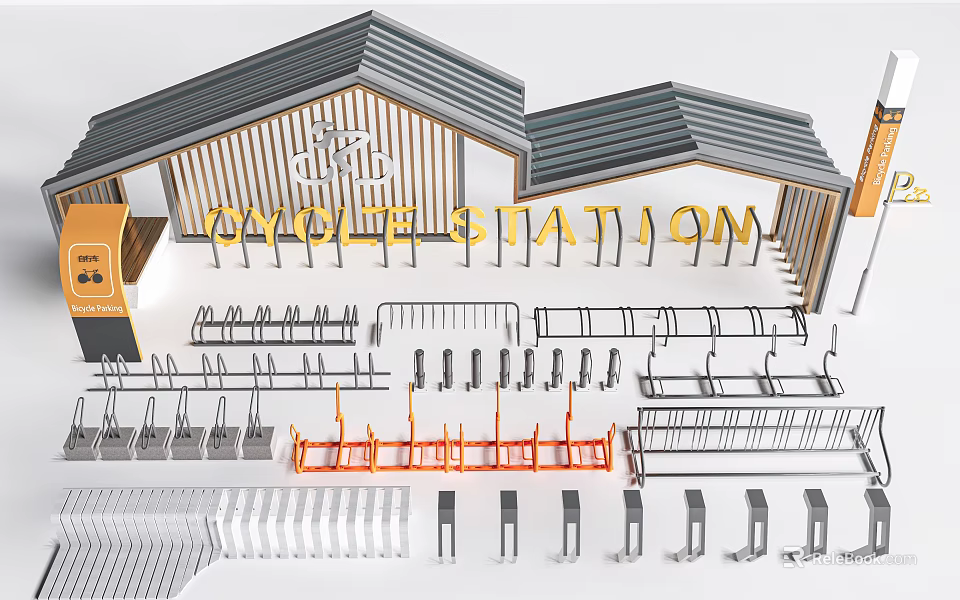 Durable Cycle Station Canopy for Secure Bicycle Parking with Weatherproof Design 3d model