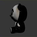 Cute Panda Character With Big Eyes Black And White Sitting Pose Shiny Base