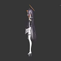 3D Anime Character With Fantasy Creature Features Purple Hair Halo And Feather Details