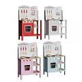 Colorful Kids Play Kitchen Sets With Stove Oven And Utensil Storage Shelves