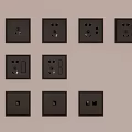 White Switch Panels With Various Sockets And Switch Combinations On Wall