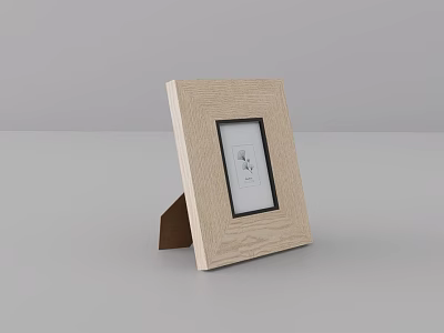 Light Wood Photo Frame With Stand Holding Small Photo Inside 3d model