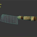 Traditional Kitchen Knife With Metal Blade Wooden Handle And Golden Decoration