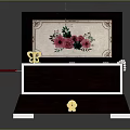 Decorative Ornament Set In Wooden Jewelry Box With Rose Pattern Golden Accents And Velvet Lining