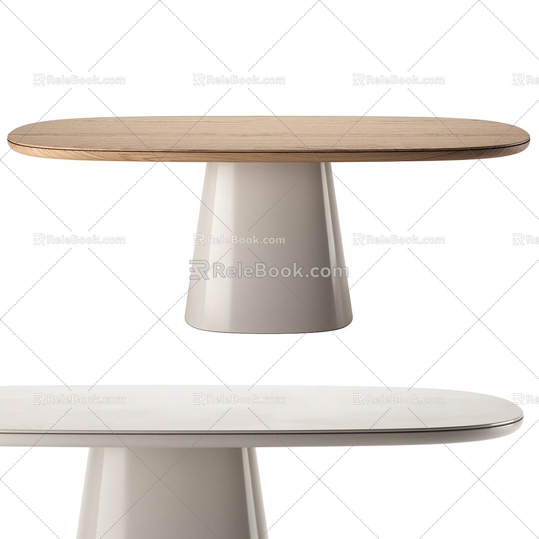 Solid wood dining table 3d model