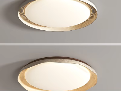 Modern Round Ceiling Light With Gold Frame And White Lampshade For Interior 3d model