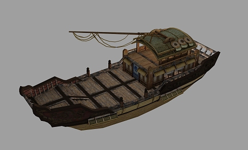 PBR Chinese Ancient Water Transport Vessel Transport Vessel Ancient Vessel Antique Vessel Canal Vessel Sailing Wooden Vessel Rong Ke Vessel 3d model