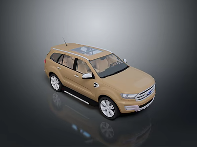 Tan Colored SUV with Sunroof and Modern Exterior Design Featuring Surface Reflection 3d model