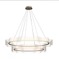 Modern White Chandelier With Circular Rings Hanging For Home Interior Lighting