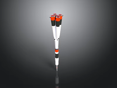 Space Rocket Model With Multiple Boosters White Orange And Black Design 3d model