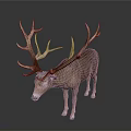 Realistic Brown Deer Statue With Large Antlers And Lifelike Details