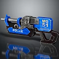 MG 51 Police Weapon Blue Tactical Metal Design With Structural Features 3d model